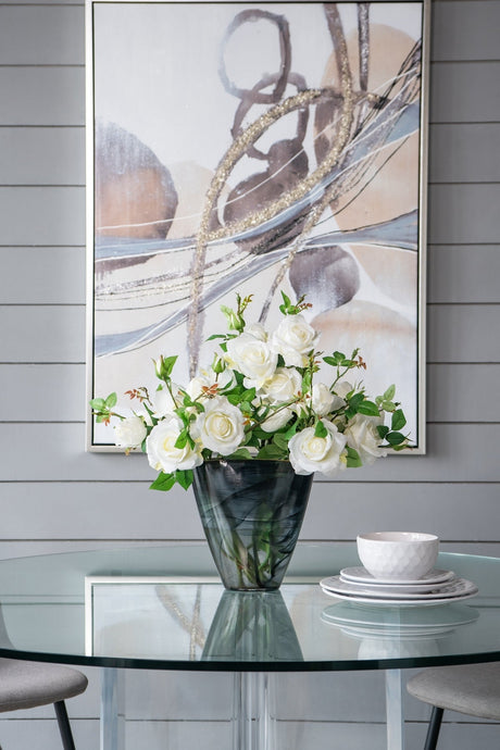 Smokey Black Glass Vase with Gold Rim