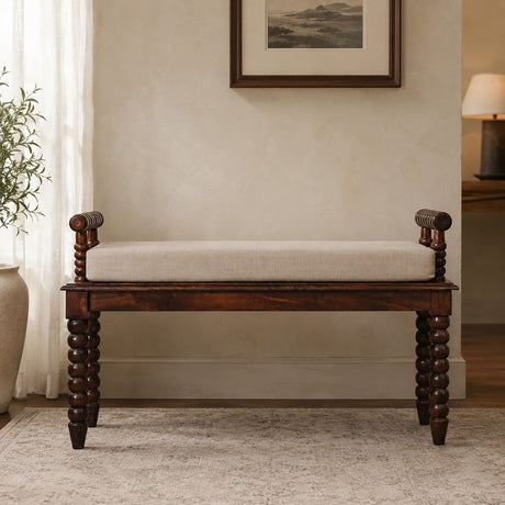 Solid Wood Brown Bench | Maison Naturelle