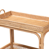 Modern Bohemian Natural Brown Rattan Wine Cart - OROA Online Furniture