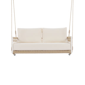 Beige swing with white cushions on a white background