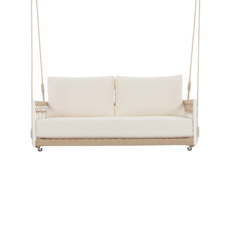 Beige swing with white cushions on a white background