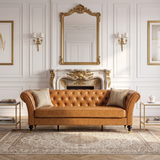 Cognac Brown Chesterfield Leather Sofa | OROA