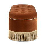 Melindaa - Oval Tufted Bullion Fringe Storage Bench