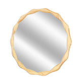Natural Wood Wavy Round Wall Mirror – OROA, view 2