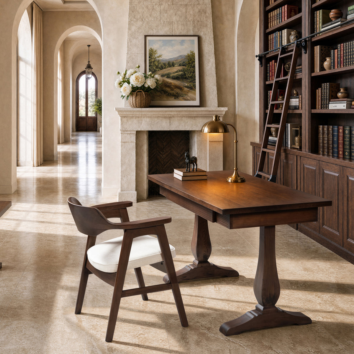 Whitmore Reclaimed Pine Writing Desk, Java Brown with Natural Grain - OROA Modern Furniture