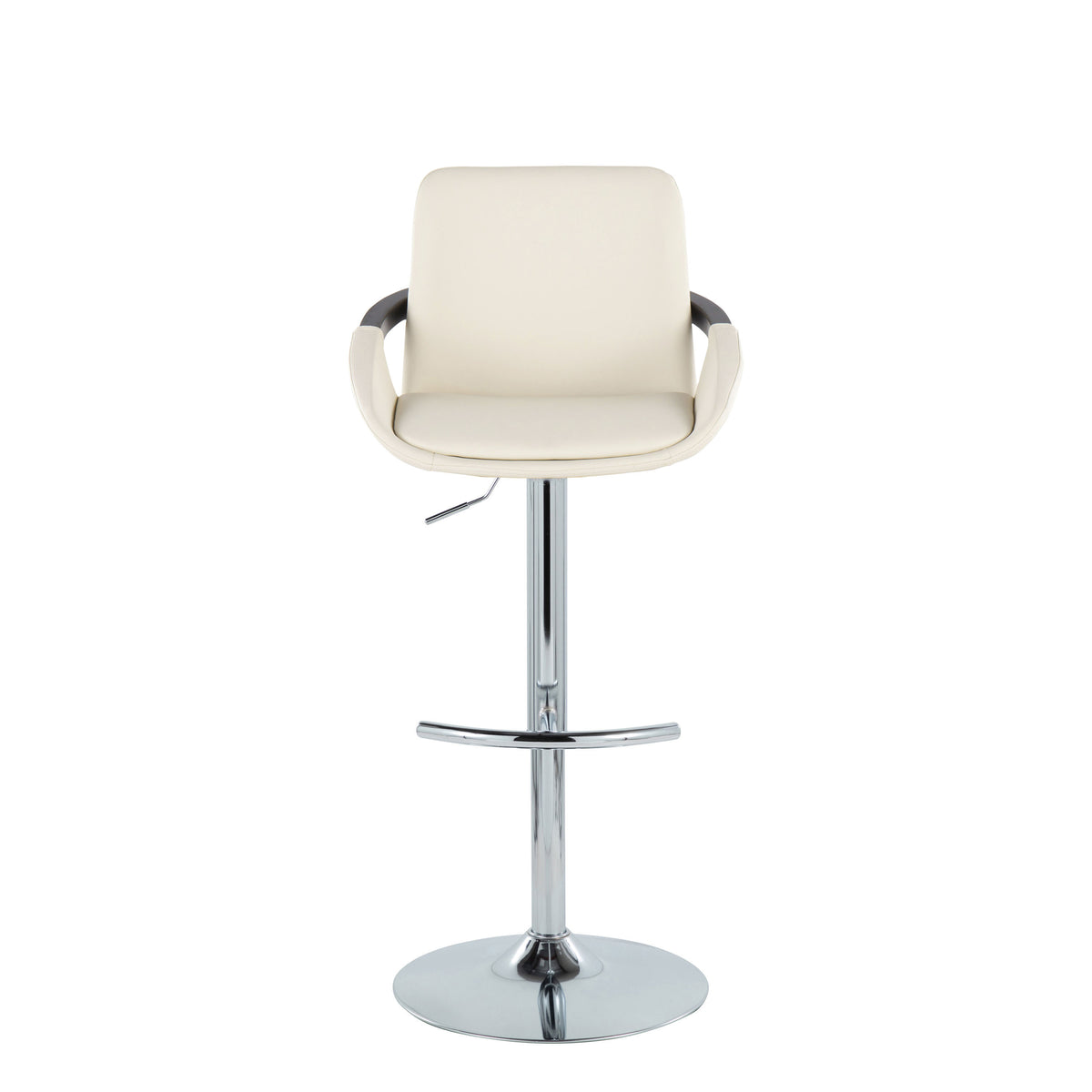 Cream Faux Leather Adjustable Swivel Barstools — front view
