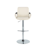 Cream Faux Leather Adjustable Swivel Barstools — front view