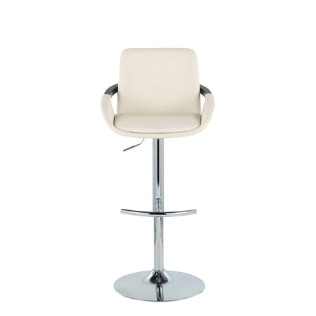 Cream Faux Leather Adjustable Swivel Barstools — front view