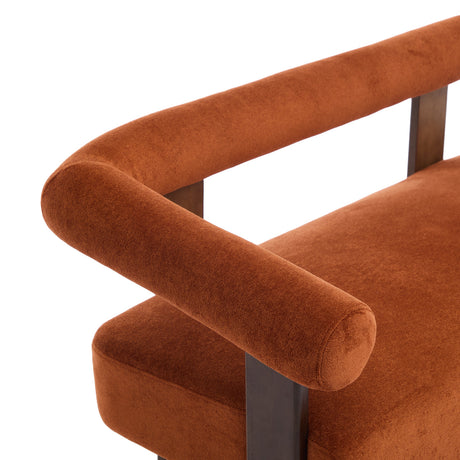 Round Orange Bouclé Loveseat - OROA