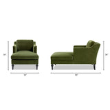 Josephine Upholstered Chaise Lounge, Olive Green Performance Velvet - OROA Modern Furniture