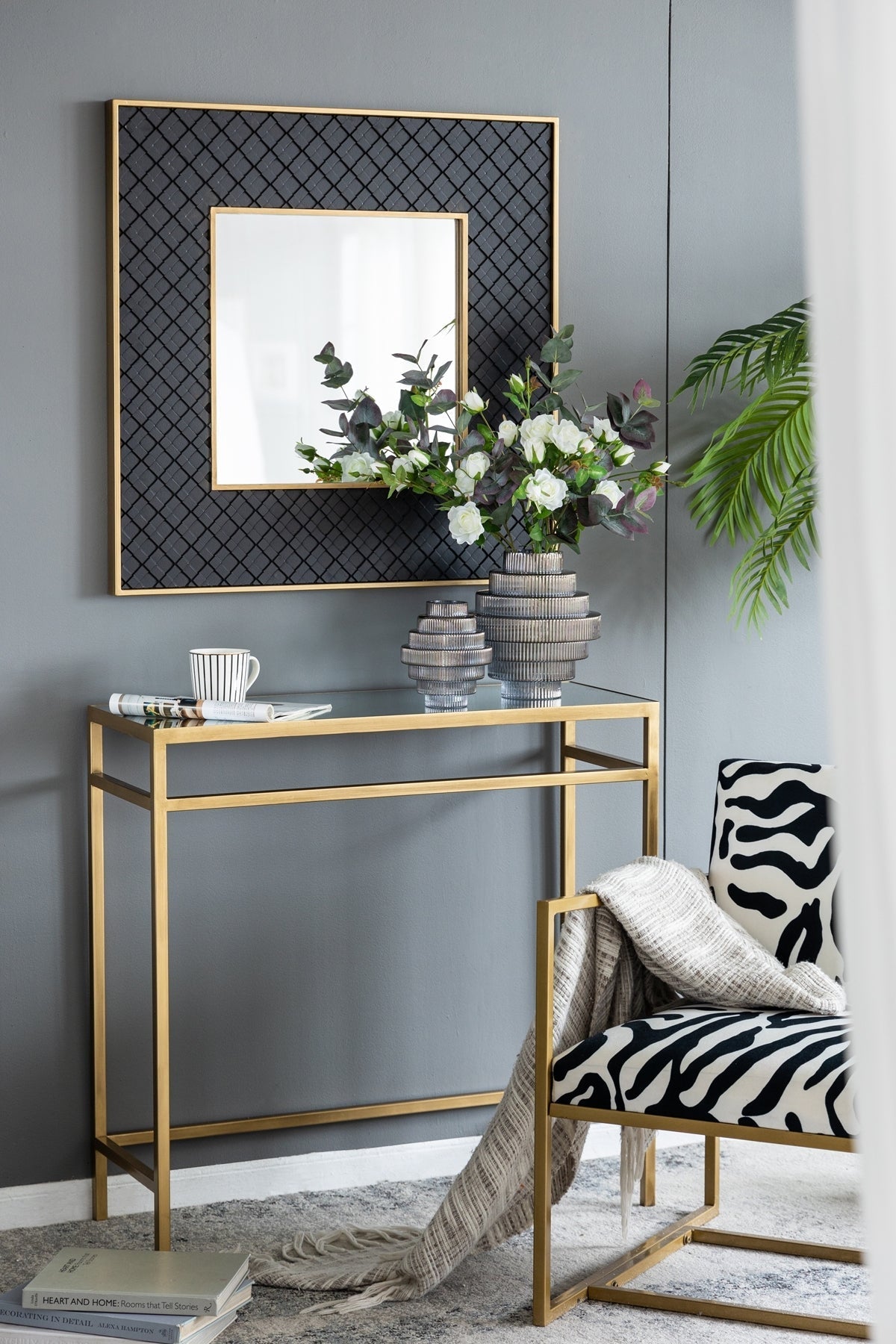 Multi-Tiered Geometric Vase with Smoked Blue Finish (S/2)