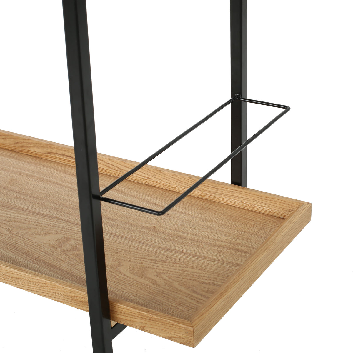 Modern Industrial Bar Cart with Shelving and Casters, Natural Wood and Metal - OROA Online Furniture