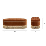 Melindaa - Oval Tufted Bullion Fringe Storage Bench