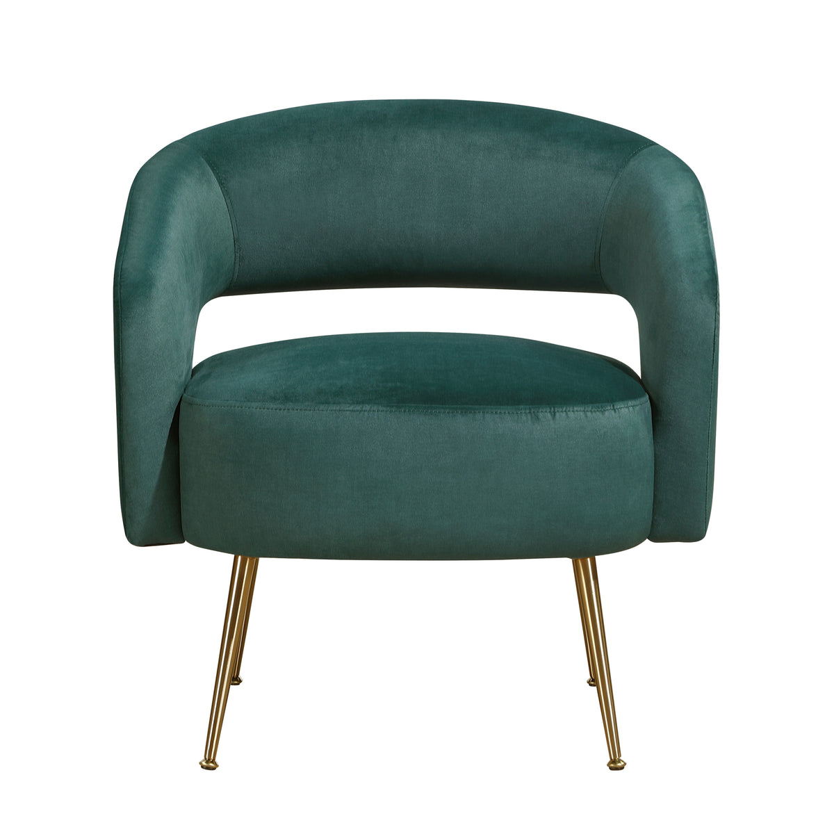 Dark Green Velvet Gold Leg Accent Chair – OROA, view 2