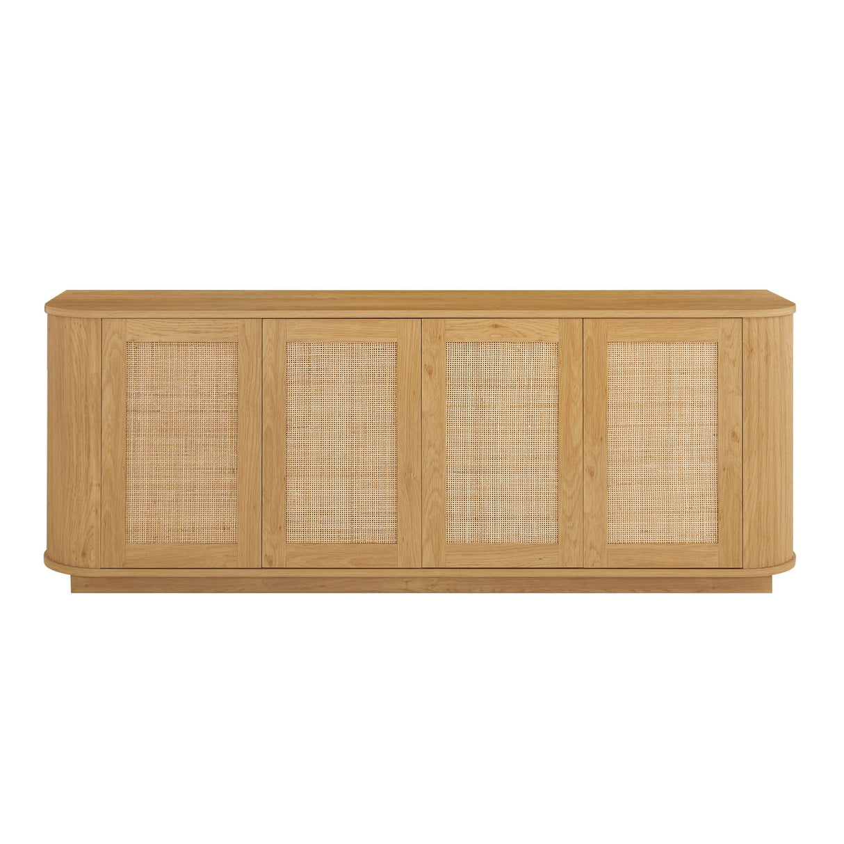 Contemporary Wave Shaped TV Stand With Rattan Doors - OROA