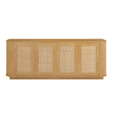 Contemporary Wave Shaped TV Stand With Rattan Doors - OROA