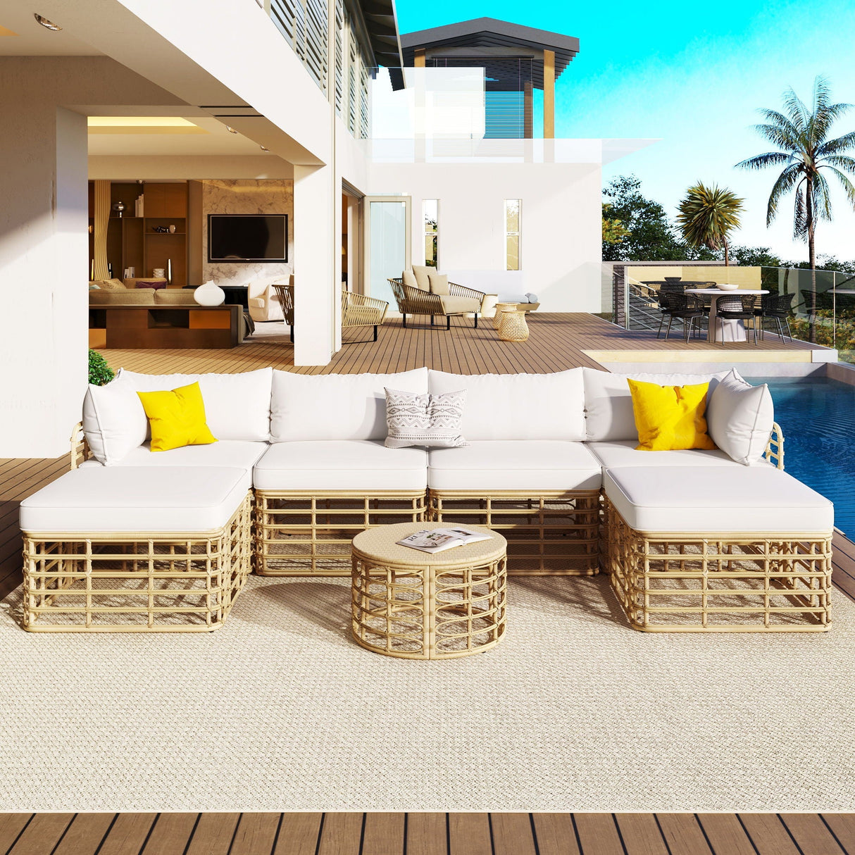 All-Weather 7-Piece Rattan Outdoor Sectional Sofa Set Ibiza