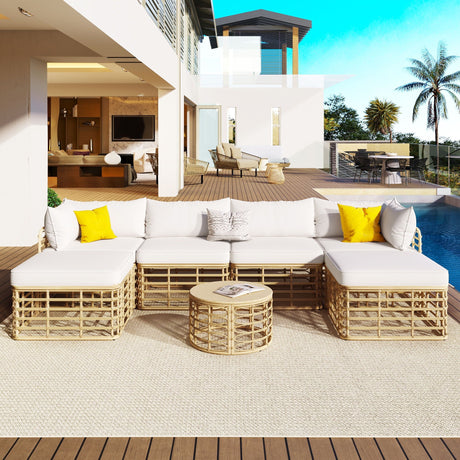 All-Weather 7-Piece Rattan Outdoor Sectional Sofa Set Ibiza