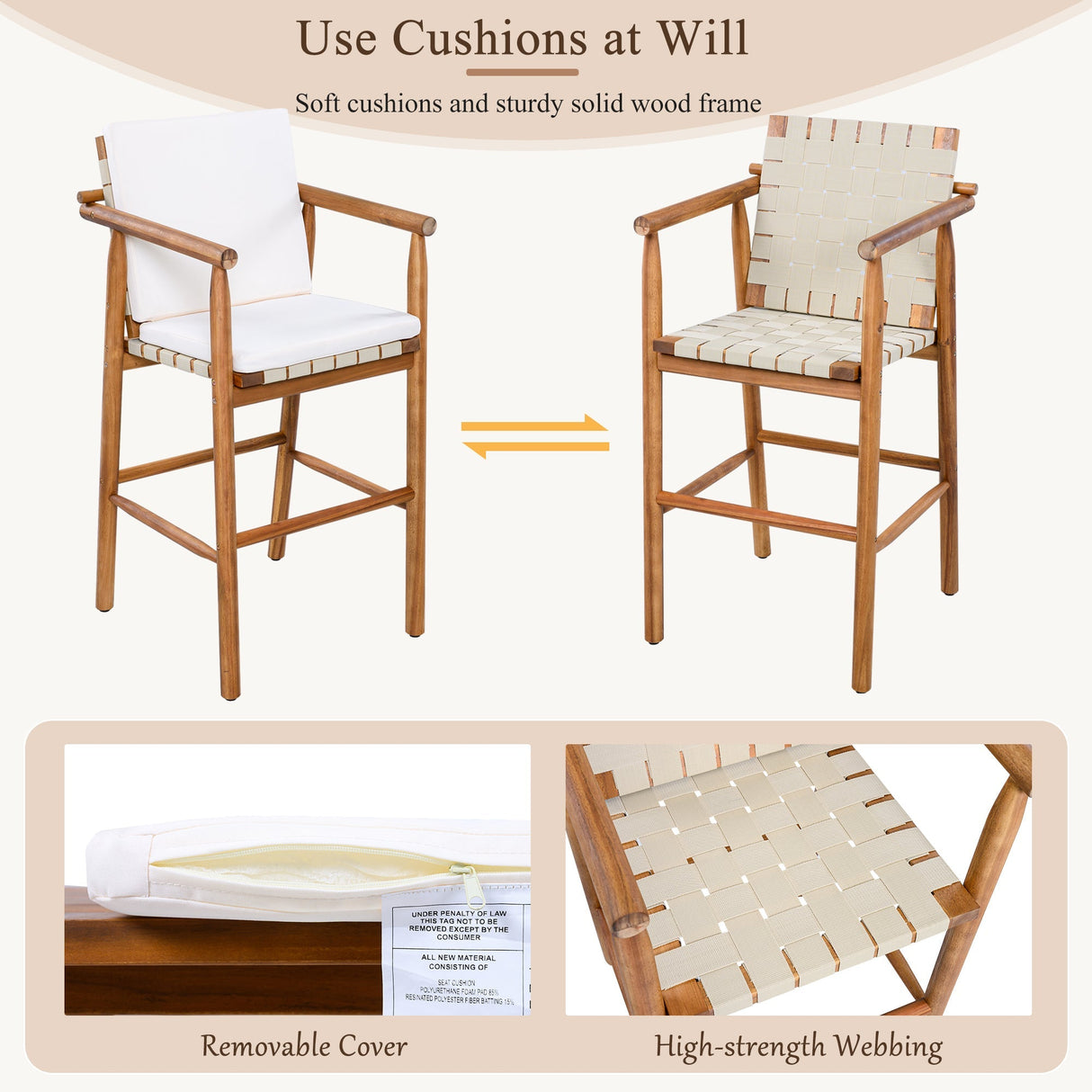 Outdoor Counter Bar Stools (S/2) - Natural