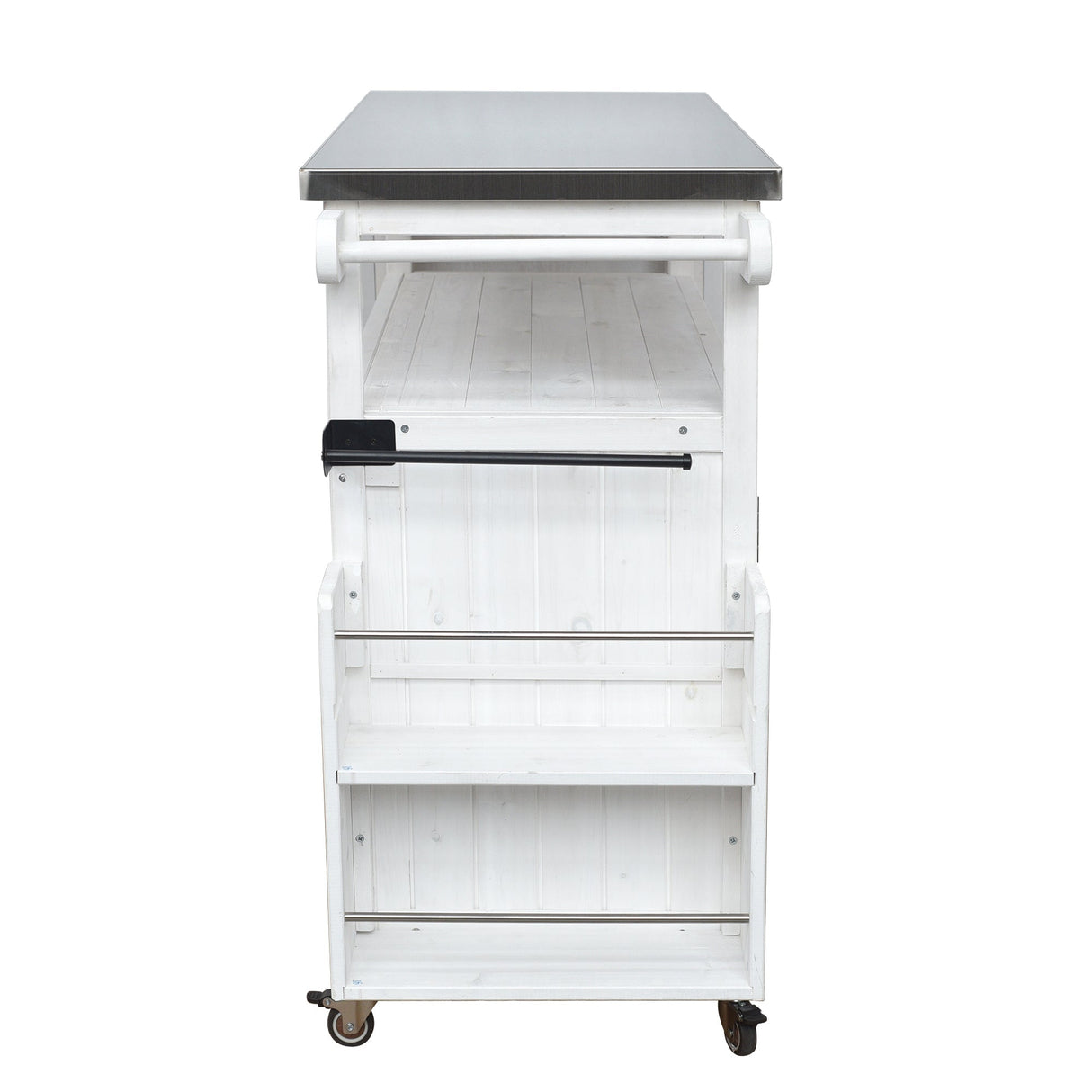 Foldable Outdoor Kitchen Island Patio Cart - White