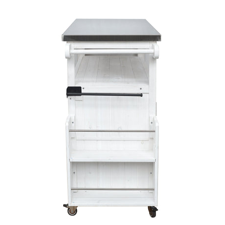 Foldable Outdoor Kitchen Island Patio Cart - White