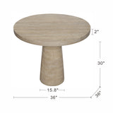 Textured Cream Round Pedestal Dining Table – OROA, view 8