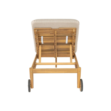 Riviera Outdoor Chaise Lounge with Wheels, Acacia Wood Frame (S/2)
