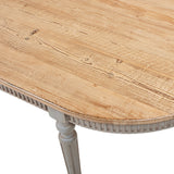 Colette Reclaimed Pine Oval Dining Table, Antique Natural Brown Top and Blue-Grey Base - OROA Modern Furniture