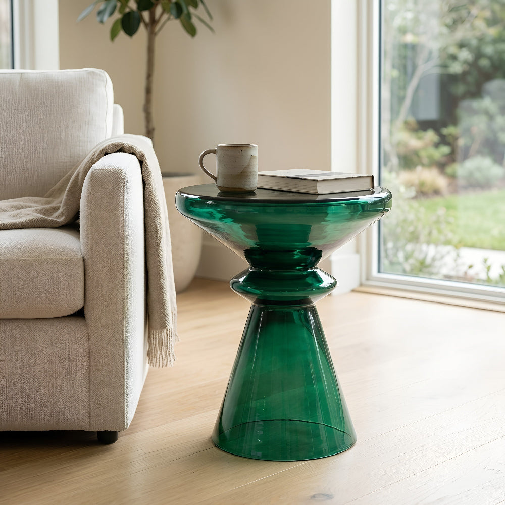 green side table glass