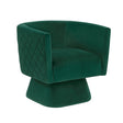 Emerald Green Diamond Stitched Velvet Swivel Chair – OROA, view 1