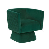 Emerald Green Diamond Stitched Velvet Swivel Chair – OROA, view 1