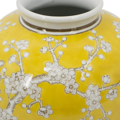 Yellow and White Wide Curved Plum Blossom Vase - OROA