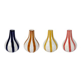 Ceramic Stripe  bud vase, Red- 3.5 x 3.5 x 4.75 Inches , Set of 2