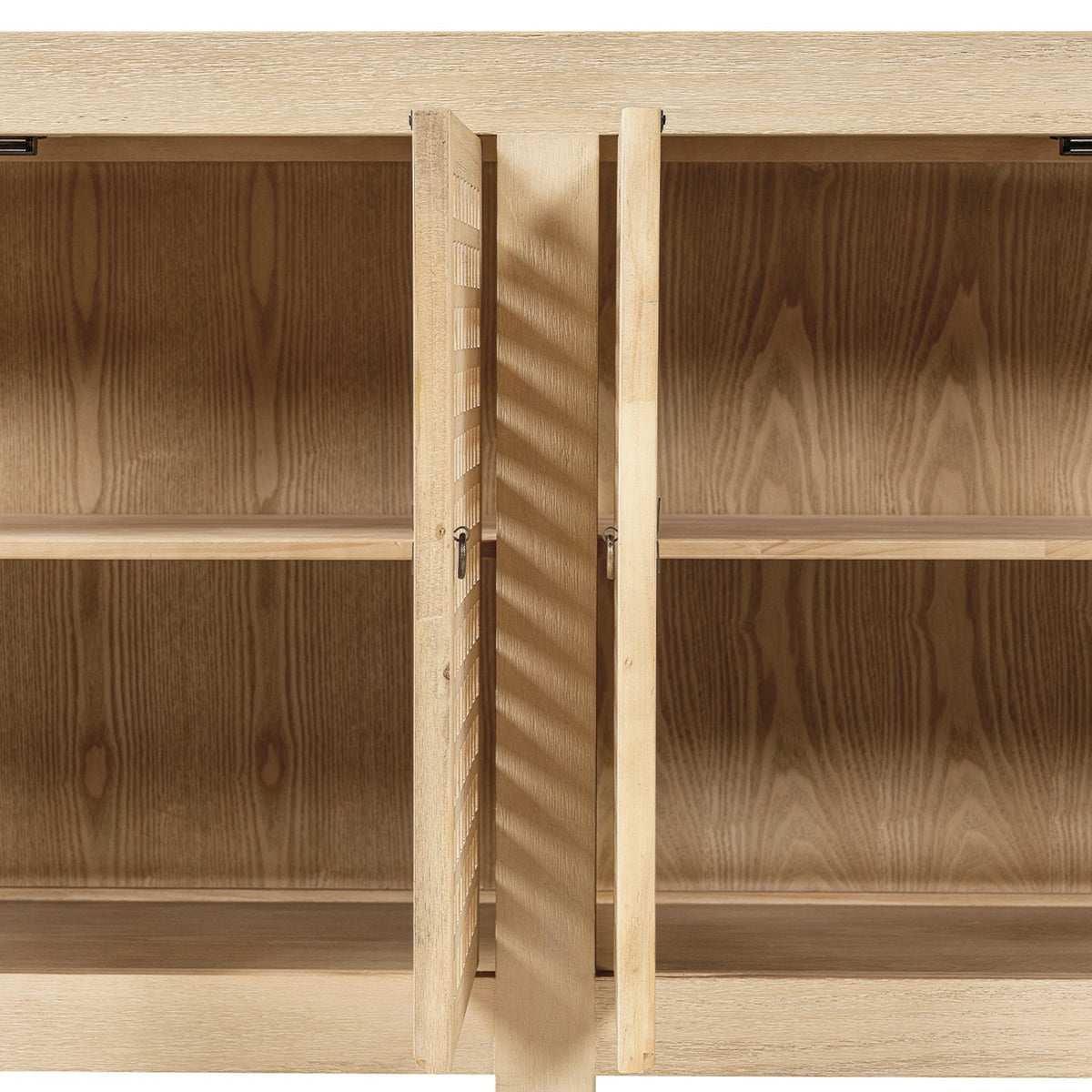 Alden Reclaimed Pine Lattice 4-Door Cabinet, Brushed White - OROA Online Furniture
