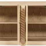 Alden Reclaimed Pine Lattice 4-Door Cabinet, Brushed White - OROA Online Furniture