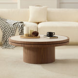 Mid Century Coffee Table with Stone Tabletop & Walnut Finish - OROA
