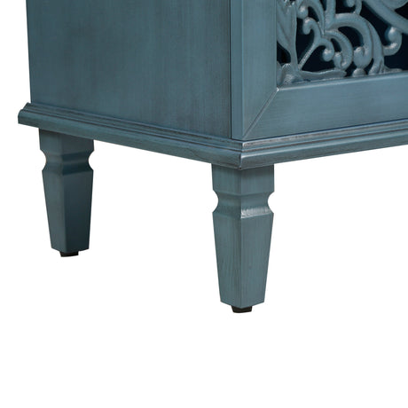 Antique Buffet Cabinet with Floral Carvings - OROA