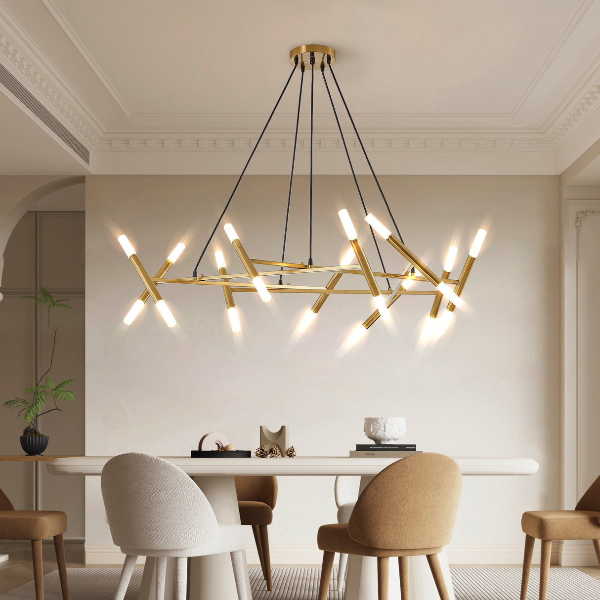 Golden Modern Chandelier Light Fixture with Branch Design