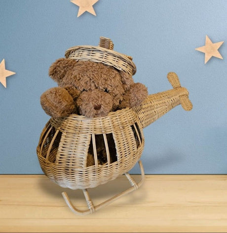 Rattan Toy Helicopter | Montessori Airplane Nursery Decor