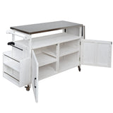 Foldable Outdoor Kitchen Island Patio Cart - White