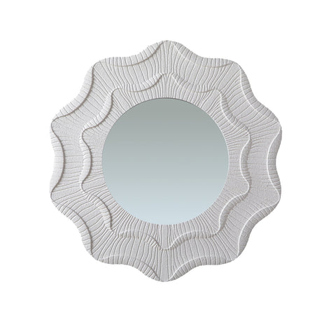 Cream White Ruffled Round Wall Mirror |