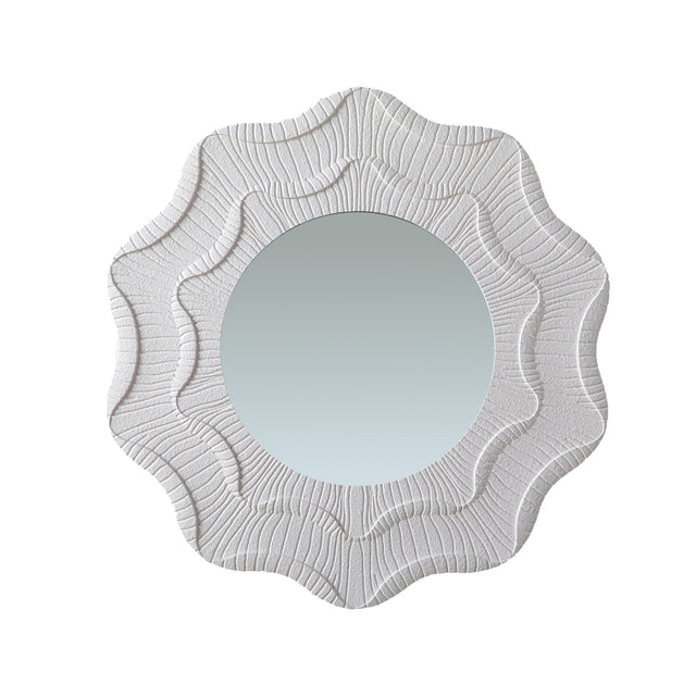Cream White Ruffled Round Wall Mirror |