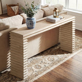 Veda Whitewashed Reclaimed Pine Geometric Console Table with Slim Stacked Legs - OROA Modern Furniture