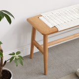 Oak Wood Dining Bench with Handwoven Cane - OROA