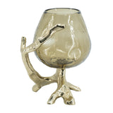 Glass Candle Holder on Gold Metal Legs - OROA