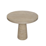 Textured Cream Round Pedestal Dining Table – OROA, view 2