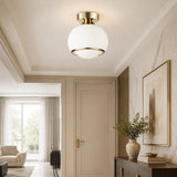 Gold Opal Glass Dimmable LED Ceiling Lamp — installed in an entryway