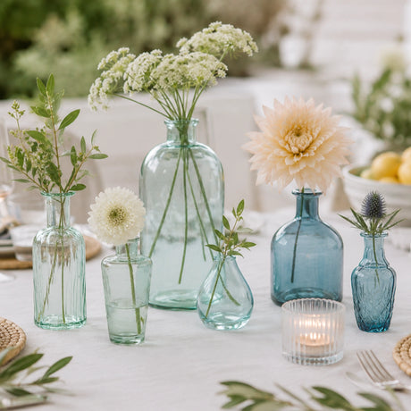 Assorted Blue and Green Glass Bud Vases (S/6) - OROA