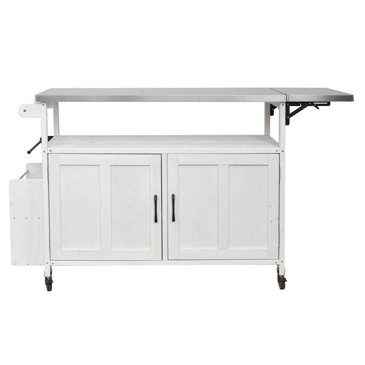 Foldable Outdoor Kitchen Island Patio Cart - White