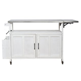 Foldable Outdoor Kitchen Island Patio Cart - White